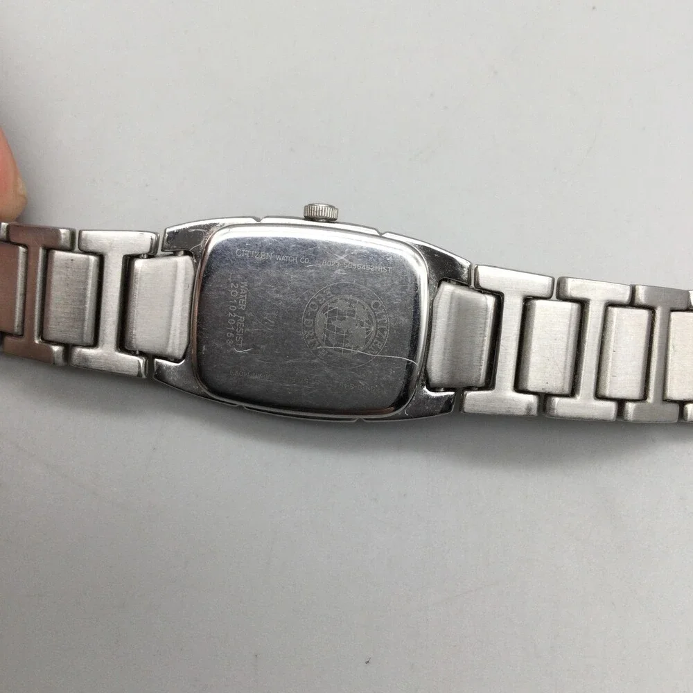 Citizen Eco-Drive Womens Watch 18mm White Dial Stainless Band Crystal Bezel 7.5